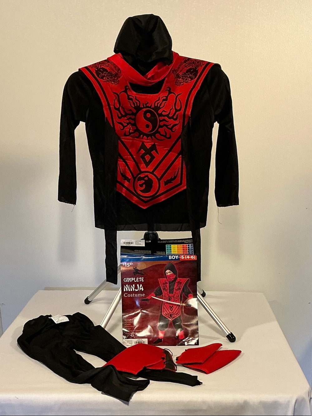 Kids Red and Black Ninja Costume - Complete Set